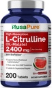 NusaPure L-Citrulline 2,400mg 200 ベジタリアンタブレット(非GMO、グルテンフリー、100日の供給、バイオペリン)