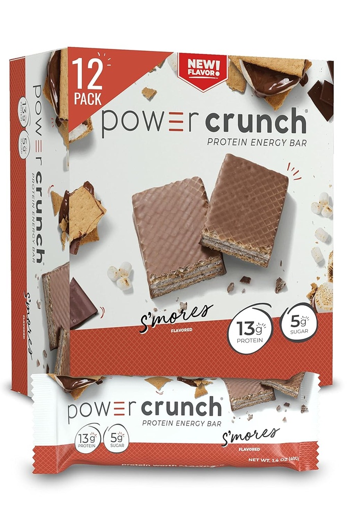 パワークランチプロテインウエファーバー、おいしい味、S'Mores、1.4 Ounce(12カウント)のハイプロテインスナック