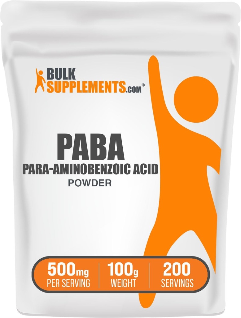 BulkSupplements.com PABAパウダー - パラアミノベンゾ酸、ウェルネス用PABAサプリメント - ビーガン&グルテンフリー、サービングあたり500mg、100g(3.5オンス)(パッケージ1)