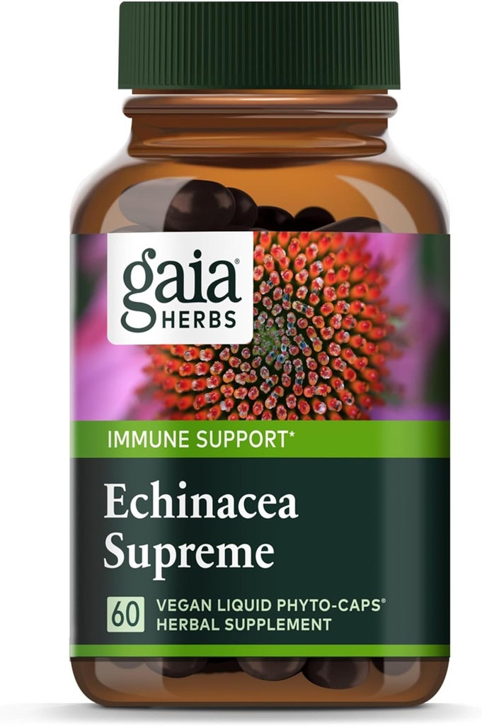 GaiaハーブEchinacea最高 - 免疫サポートサプリメント - Echinacea Purpurea&Angustifoliaブレンドをサポート免疫システム* - 60ビーガン液体フィトカプセル(30日供給)