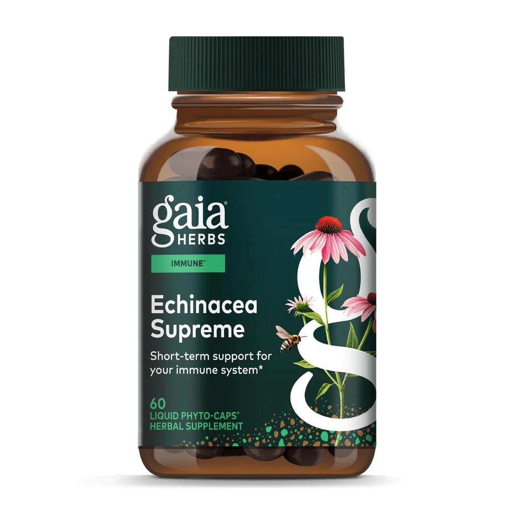 GaiaハーブEchinacea最高 - 免疫サポートサプリメント - Echinacea Purpurea&Angustifoliaブレンドをサポート免疫システム* - 60ビーガン液体フィトカプセル(30日供給)