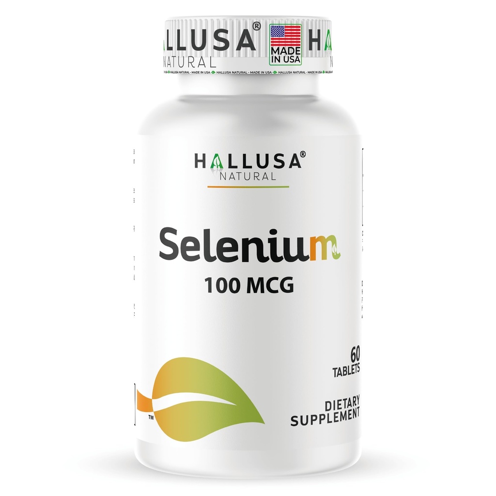 Hallusa Natural - Selenium 60錠、抗酸化剤、免疫サポート、心臓の健康 - 60日の供給