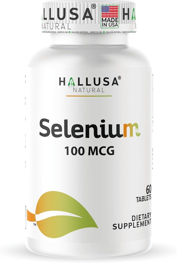 Hallusa Natural - Selenium 60錠、抗酸化剤、免疫サポート、心臓の健康 - 60日の供給