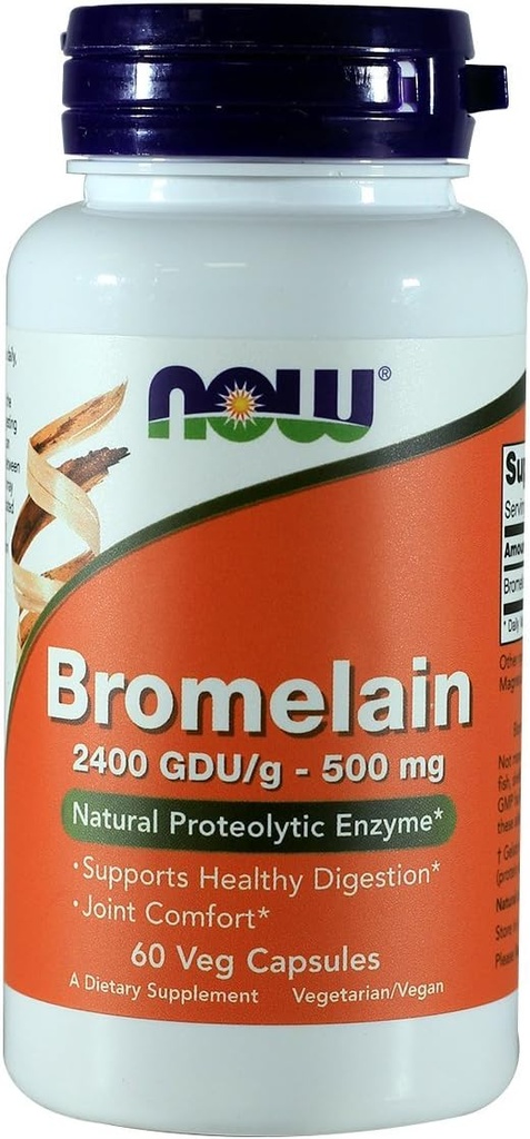 NOW Bromelain 2400 GDU、500mg、60のカプセル(2のパック)