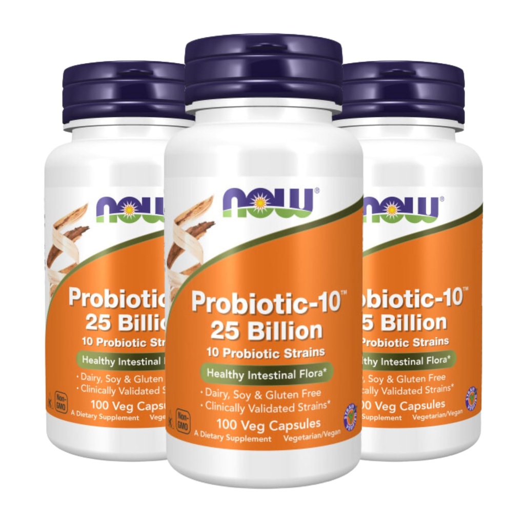 NOW Foods Probiotic-10 25 Billion、100 カウント(パッケージ3)