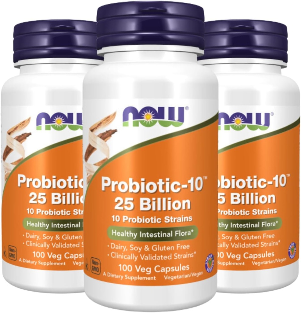 NOW Foods Probiotic-10 25 Billion、100 カウント(パッケージ3)