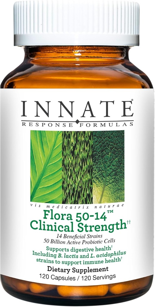 インテートレスポンスフォーミュラFlora 50-14 臨床強度 - 50 Billion CFU - 14 Probiotic Strains - ベジタリアンと非GMO - 9食品アレルゲンなしで作られた - 120カプセル