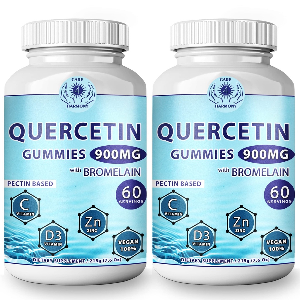 (2パック)ケルセチンガミー - BromelainビタミンC +亜鉛ビタミンD3とケルセチン - Chewable Quercetin 900mgサプリメント - 子供と大人のためのケルセチン(2)