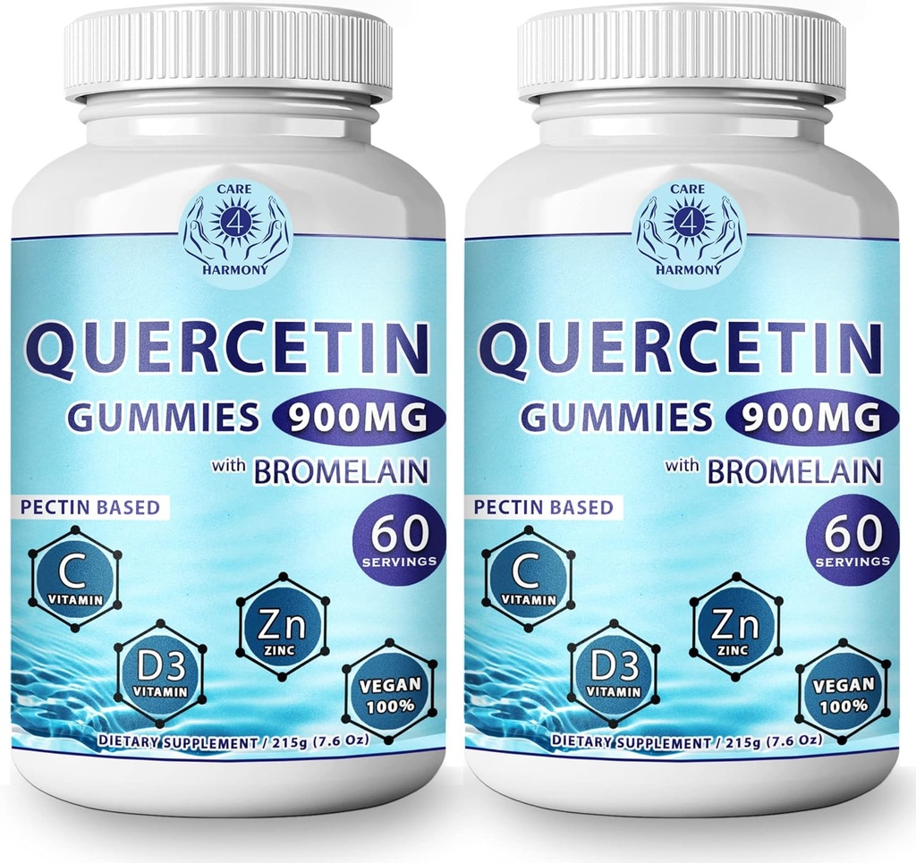 (2パック)ケルセチンガミー - BromelainビタミンC +亜鉛ビタミンD3とケルセチン - Chewable Quercetin 900mgサプリメント - 子供と大人のためのケルセチン(2)