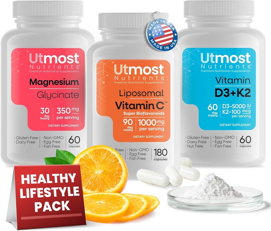 超Bioflavonoids 1000MG (180のカプセル)、K2 5000IU (60のカプセル)およびマグネシウムのグリシン350MG (60のカプセル)のビタミンD3 -非GMOのグルテンフリーのSuppleme