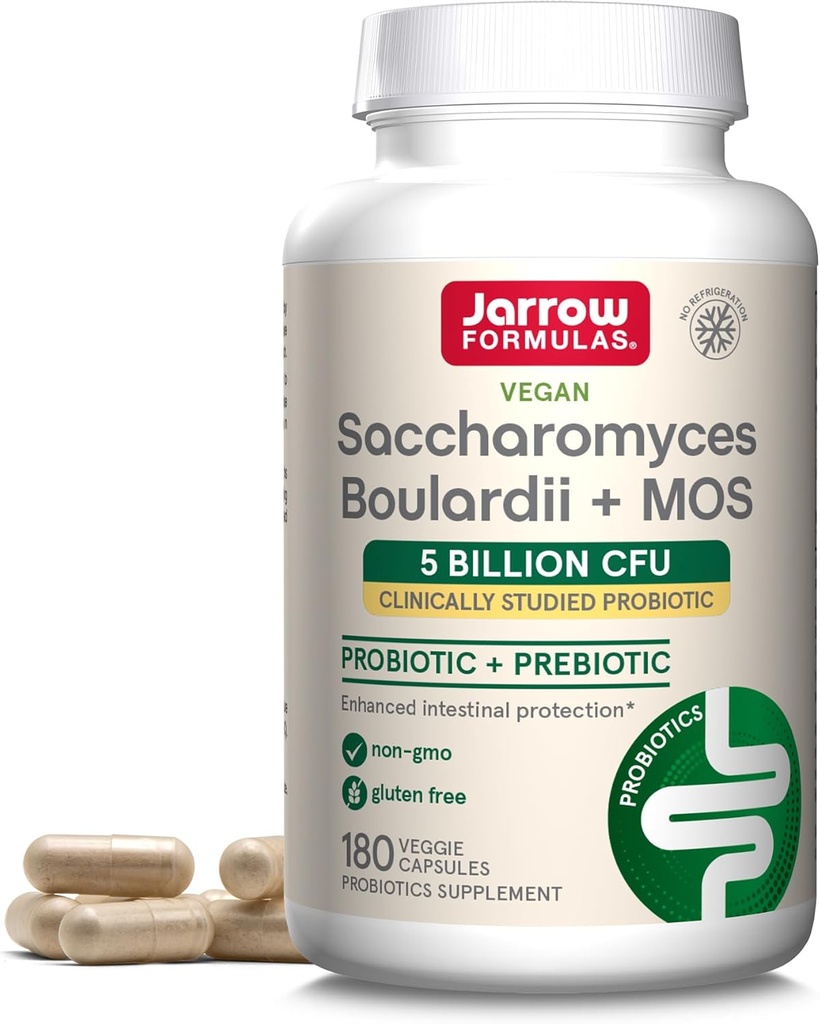 JarrowフォーミュラSaccharomyces Boulardii + MOS - サービングあたりの5億組織 - 180遅延リリースベジエキャップ - プロバイオティック + プレバイオティック - 腸内トラクトサポート - 最大180のサービング