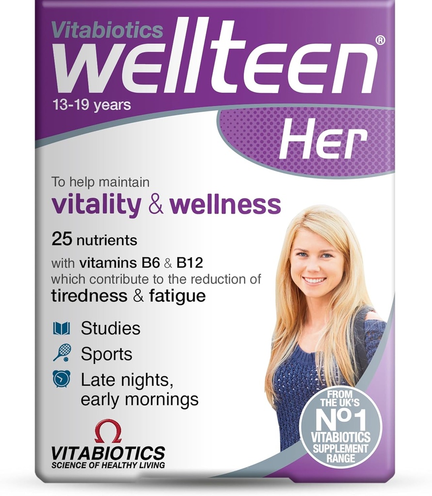 Vitabiotics Wellteen 彼女の - 十代の若者たちと若い女性の年齢のための栄養サポート13-19 - 30錠