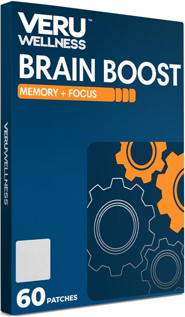 Veru Wellness Brain Boost Cognitive Patch - Daily Memory, Altertness and Focus Brain Support - Ginko Bilboa, Rhodiola Rosea, MCT (60 Day)