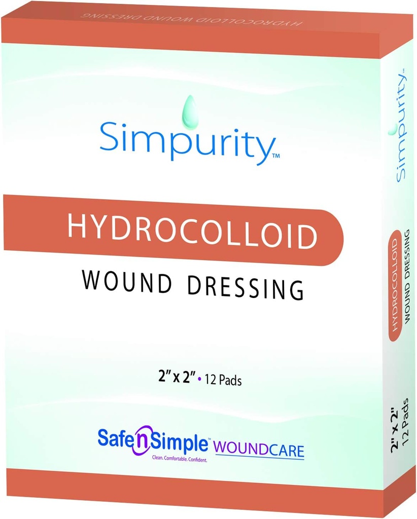 SimpurityのHydrocolloid傷のドレッシング、2" x 2"、12の箱–傷の心配のドレッシング