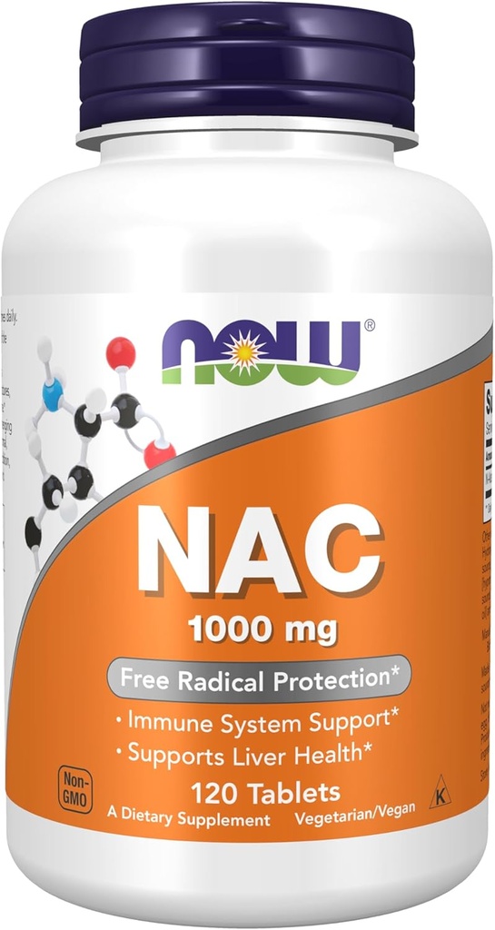 NOW食品サプリメント、NAC(N-アセチル-Cysteine) 1,000mg、フリーラジカル保護*、120錠