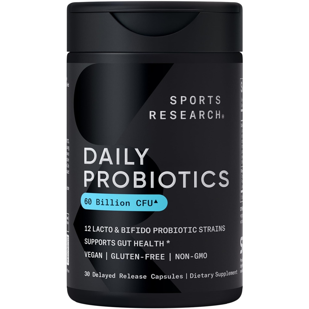 Sports Research® Daily Probiotics 60 Billion CFU, 30 Veggie Capsules