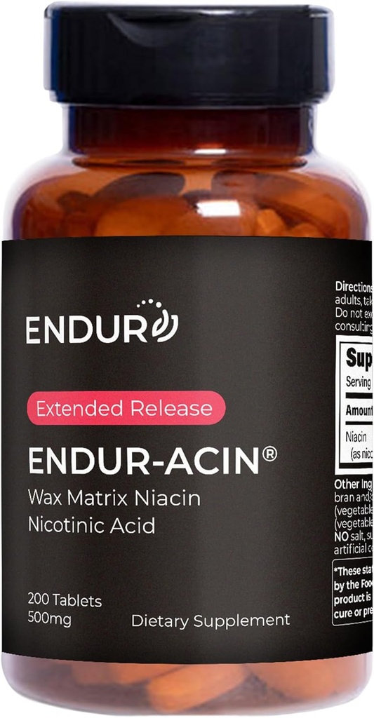 ENDUR-ACINナイアシン、心の健康及び健康なコレステロールのバランスの補足、最適吸収のための延長解放、グルテンフリー、500mg (200のタブレット)