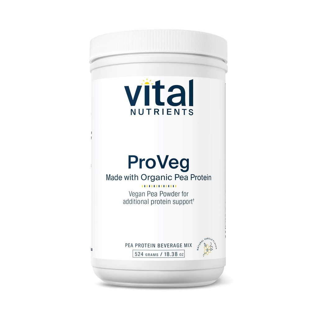 Vital Nutrients ProVeg Organic Pea Protein 524g | ヴィーガン・ペア・プロテインパウダー | 23g たんぱく質 | 天然バニラ・フレーバー | グルテン・乳製品・大豆フリー | ノンGMO | 16 調味料