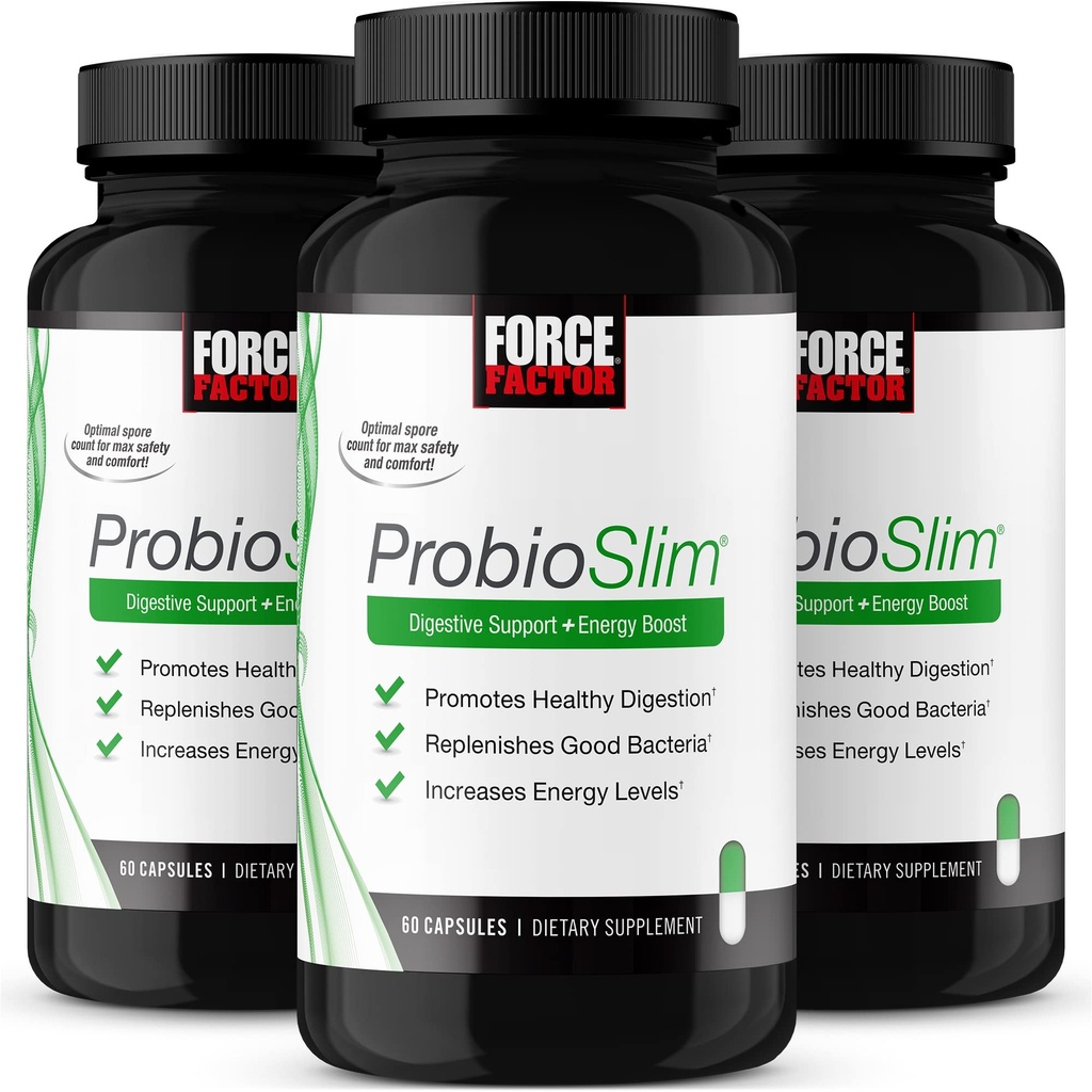 プロバイオティクスとグリーンティーエキスで女性と男性のためのフォースファクター ProbioSlim プロバイオティックサプリメント, ガスを減らします, 膨満感, 便秘, サポート消化の健康 & 腸の健康, 180 カプセル (3-パック)