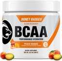 ハニーバザーBCAA + EAAアミノ酸パウダー、BCAA + Lグルタミン、ケト、ビーガン、男性&女性のための砂糖無料、ハイドレーション&ポストワークアウト筋肉回復ドリンクミックス、ピーチマンゴー、30サービング