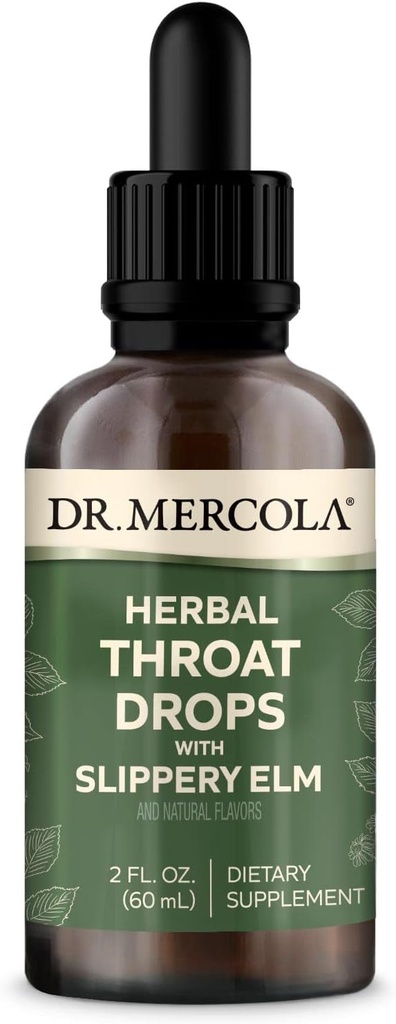 Mercola Herbal Throat博士は、Slippery Elm Dietary Supplement、ナチュラルフレーバー、30サービング、2 fl oz(60 mL)、GMOフリー、グルテンフリー、大豆無料