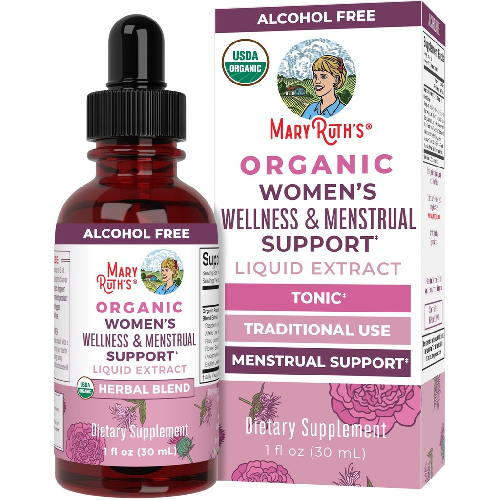 MaryRuth Organics USDA Organic Women's Wellness Liquid Herbal Supplements | Stinginging Nettle、Raspberry Leaf、Eleuthero Root、Chaste Tree Berry | Menstrual Support | Non-GMO、ヴィーガン