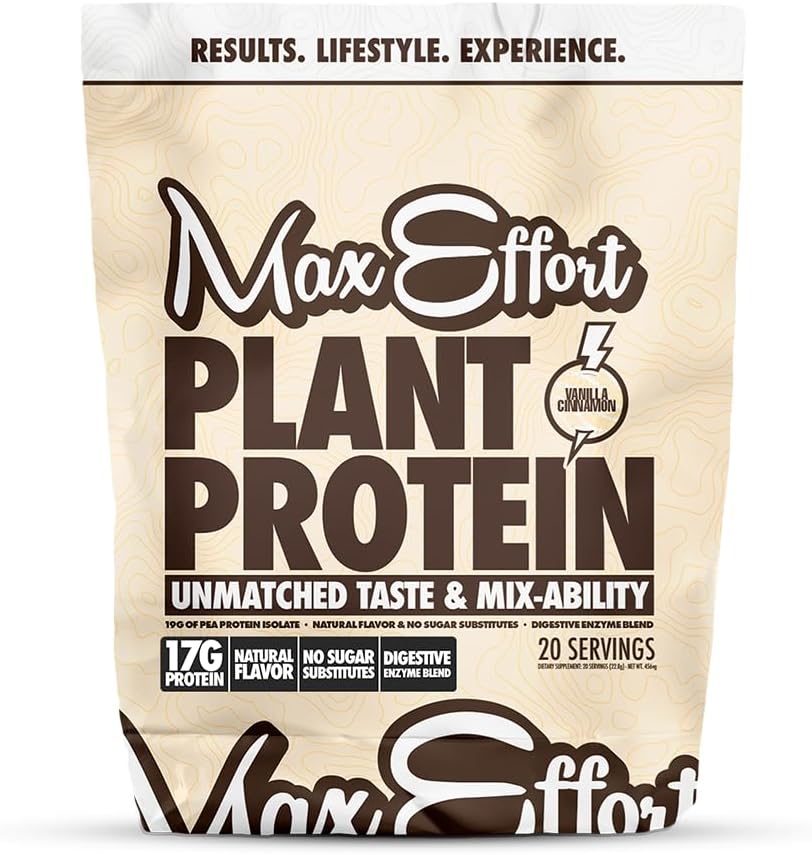 MAX EFFORTの植物蛋白質の粉、基づく17のGのエンドウ豆蛋白質、植物低カルブ、蛋白質の揺れかSmoothieの混合物、食事の取り替え、Whey無し、砂糖のSubstitutes、バニラ・シナモン、20のSrvg