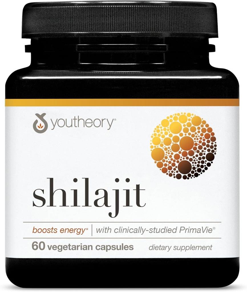 Youtheory Shilajit - 500 mgシラジットカプセル - エネルギーサプリメント - シラジットサポートスタミナと耐久性 - 純粋なヒマラヤシラジット - グルテン、酪農場&大豆無料 - 60ベジタリアンカプセル