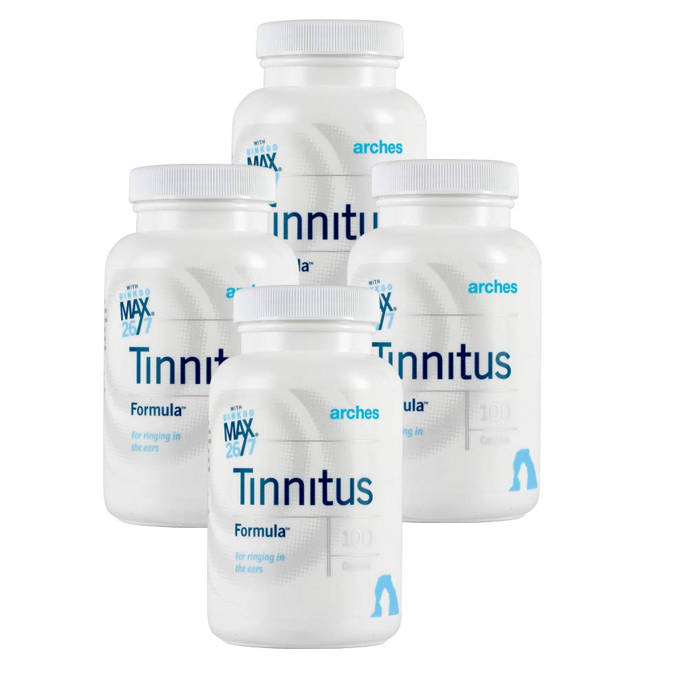 Arches Tinnitusスターターキット - Ginkgo Max 26/7 - Ringing Earsから救済のための自然なTinitus治療 - 4ボトル - 100日の供給