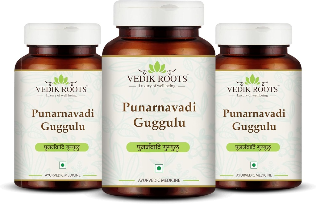 Punarnavadi Guggulu - KidneyとLiver Healthをサポート | 流体バランスと一般ウェルネスを促進 | Ayurvedic Herbal Supplement | 180錠