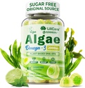 Omega 3 ガミー 2200mg から 藻油 (DHA 640mg & EPA 290mg) 女性 & 男性, ビーガンオメガ 3 魚油代替, w/CoQ10, アスタキサンチン, ビタミン A, E, 脳のためのD3, 目, 酸化防止剤, 砂糖無料, 1パック