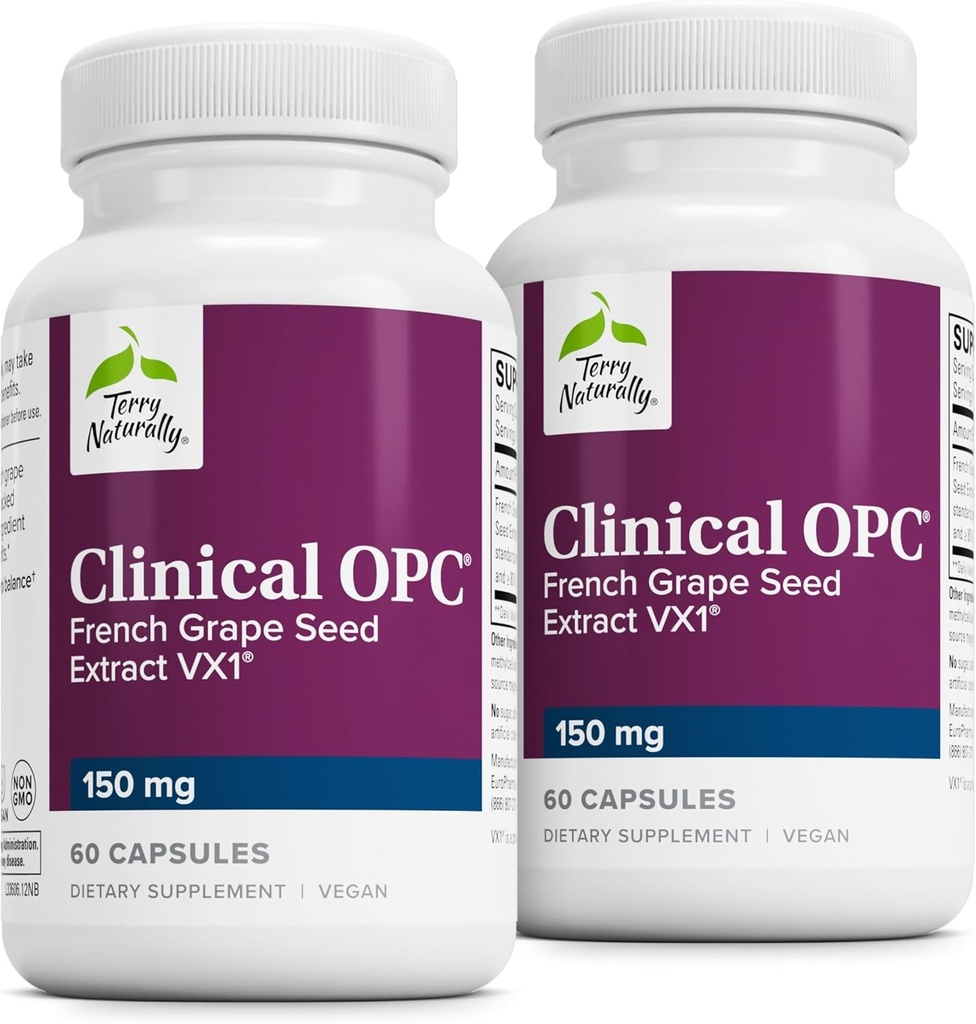 テリー自然に臨床OPC - 心血管の健康 & 焦点サポートサプリメント - ブドウ種子エキスとヒマワリルシチンのサプリメント - 免疫サポート - 150 mg、60 Softgels(パッケージ2)