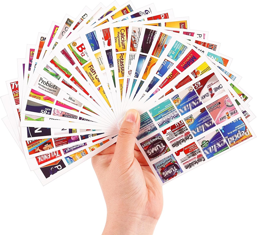 ピルオーガナイザーのための482Pcs薬ステッカー, 品質 旅行毎日の薬のオーガナイザー ブランドのステッカー, 47 枚のシートの丸薬ボックス迷路ステッカー...