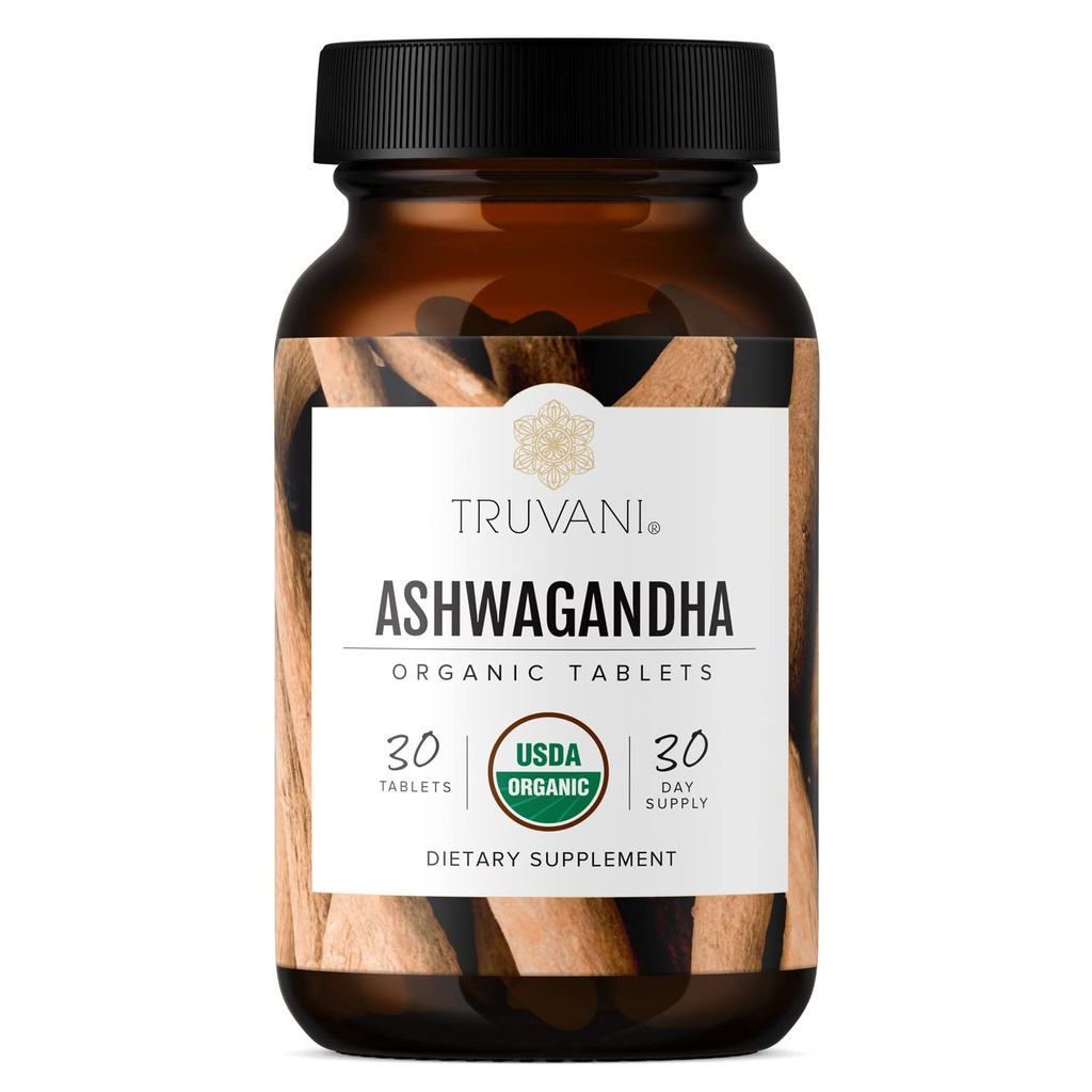 Truvani Organic Ashwagandha | 日々のエネルギー、ポジティブ・ムード・サポート、脳の健康サポート | 筋肉の成長と耐久性をサポート | ヘルシーな睡眠サポート | 非GMO | 30日の供給