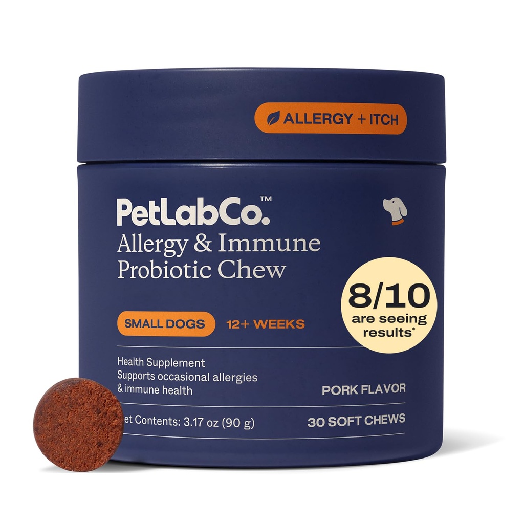 PetLab Co. 犬のためのアレルギー&免疫毎日のプロバイオティクス。 Yeast Production、Seasonal Allergies、断続的イチネス、ガット&消化の健康 - 30小犬のための咀嚼 - 包装5月Vary
