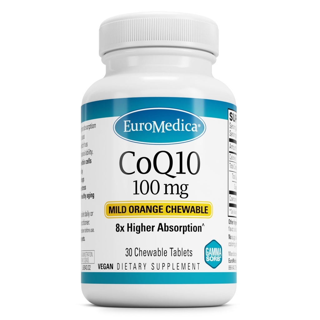 EuroMedica CoQ10 100のmg - 細胞エネルギー サポート補足 - より高い吸収のCoQ10のChewableの補足- Aidの健康な老化及び頭脳の健康への栄養の補足- 30のChewableのタブレット