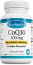 EuroMedica CoQ10 100のmg - 細胞エネルギー サポート補足 - より高い吸収のCoQ10のChewableの補足- Aidの健康な老化及び頭脳の健康への栄養の補足- 30のChewableのタブレット