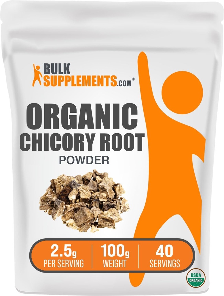 BulkSupplements.com オーガニック Chicory Root パウダー - Chicory Root サプリメント、Chicory Root コーヒー代替 - 繊維のサプリメント、グルテンフリー、給餌あたり2.5g、100g(3.5 oz)(パッケージ 1)
