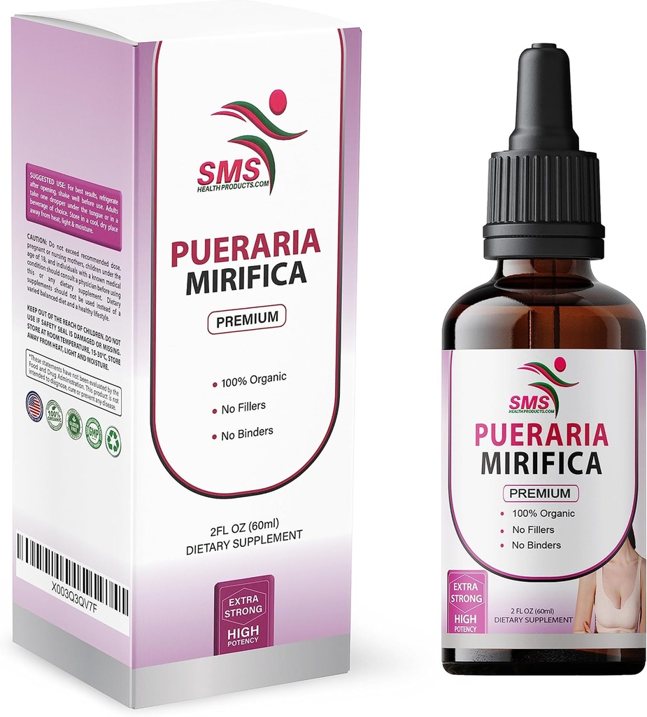 Pueraria Mirificaドロップス | プレミアムグレード | ハーブ液エキス | Non-GMO、オーガニック、ヴィーガン、アルコールフリー素材 | 2 Fl Oz(60ml)
