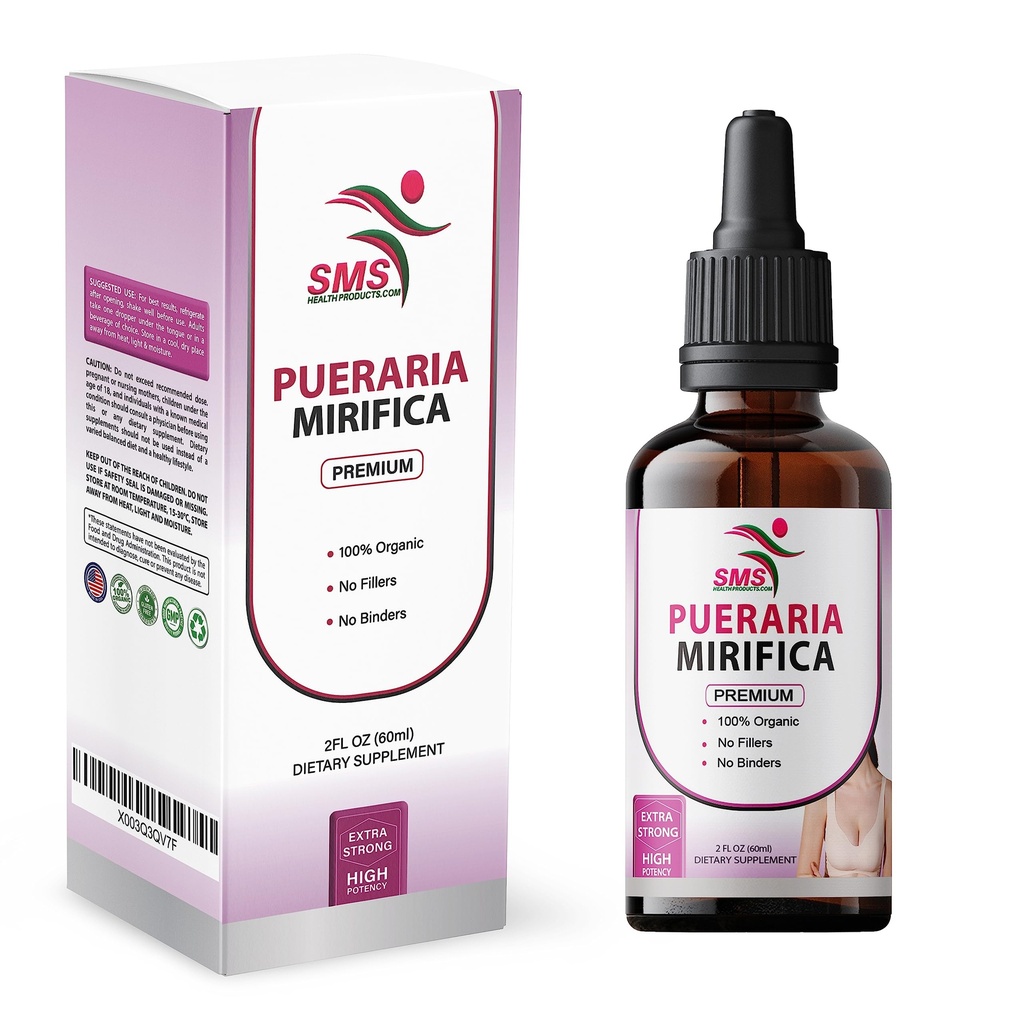 Pueraria Mirificaドロップス | プレミアムグレード | ハーブ液エキス | Non-GMO、オーガニック、ヴィーガン、アルコールフリー素材 | 2 Fl Oz(60ml)