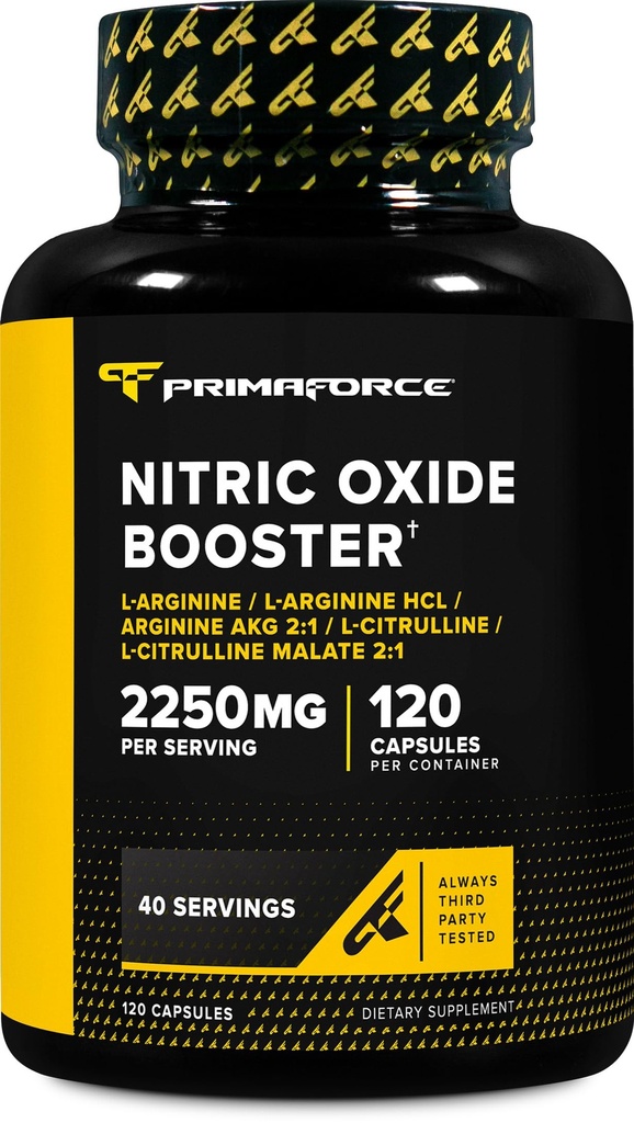 プリマフォースニトリ酸化物ブースター(2,250mg、120カプセル) - 40 プレワークアウトとポストワークアウトのための私たちのニトリ酸化物ブーストブレンドのサービング