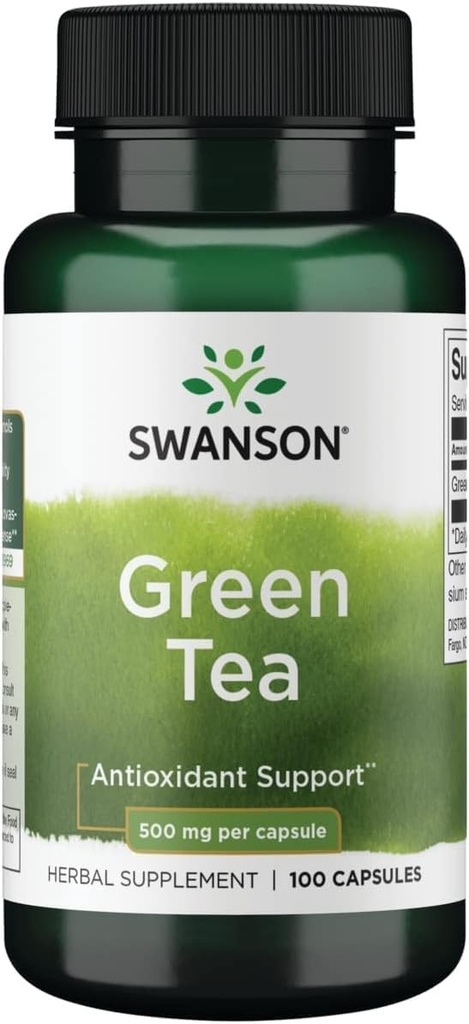 Swansonの緑茶エキスの補足-酸化防止豊富な- 500 MGの緑茶葉の粉- 100のカプセル
