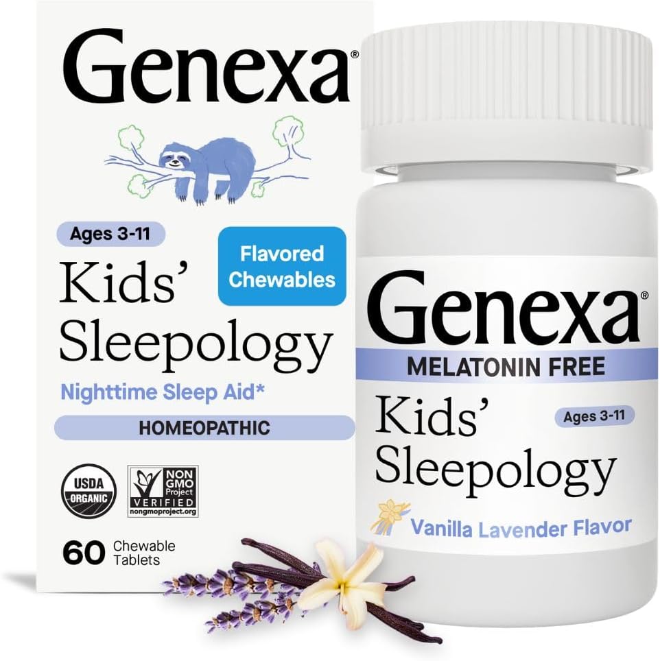 子供のためのGenexa Sleepology - 60錠  認定有機&非GMO、メラトニンフリー、物理学者フォーミュレート、ホメオパシー | 子供のための睡眠補助金