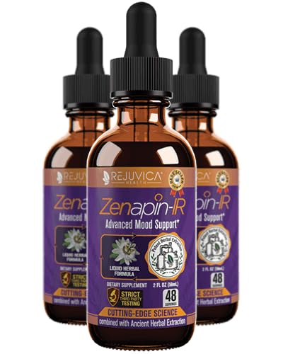 Rejuvica Health Zenapin IR - アドバンスト・ムード・サポート・サプリメント - カヴァ・カヴァ、アシュワガンダ、パッションフラワー、カモミール、B-ビタミン&その他