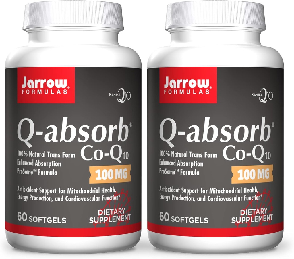 JarrowフォーミュラQ-Absorb Co-Q10 100mg - 60Softgels、2のパック - 高吸収Co-Q10 - Mitochondrialエネルギー生産と心血管の健康のための抗酸化サポート - 最大120トータルサービス