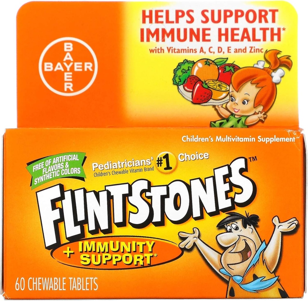 Flintstones Chewableは免疫サポート*、ビタミンCの子供そしてトドルラーのためのMultivitaminおよび60ctとビタミンをからかいます
