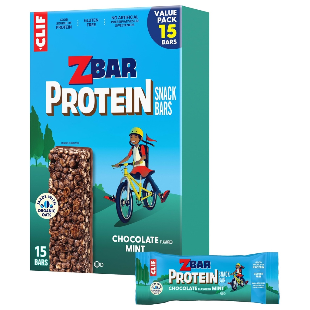 Zbarプロテイン - チョコレート風味ミント - クリスピースナックバー - 有機オート麦 - 非GMO - 5gプロテイン - グルテンフリープロテインバー(15パック)