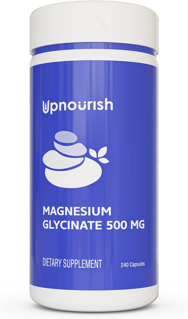 UpNourishマグネシウムのGlycinateのChelate 500mgのカプセル-非常に吸収性のChelatedのマグネシウム-睡眠及びカルム サポート、神経、筋肉及び骨の健康のための純粋なマグネシウムの補足