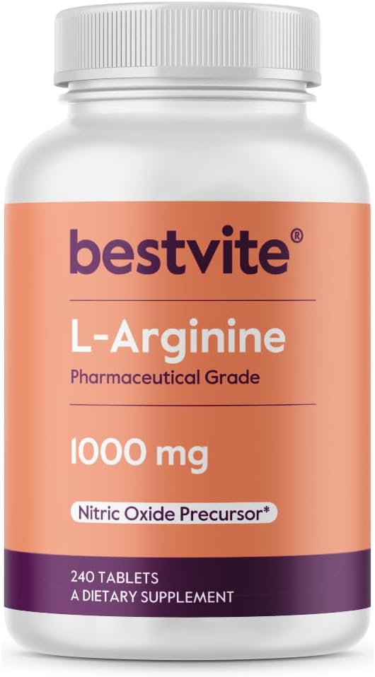 BESTVITE L-アルギニン錠当たり1000mg(240錠) - 医薬品グレード - Arginine HCl - Nitric Oxide Precursorと比較して20%以上純粋なアルギニンが含まれています*
